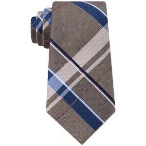 MICHAEL KORS Brown Weekender Plaid Silk Blend Classic Tie